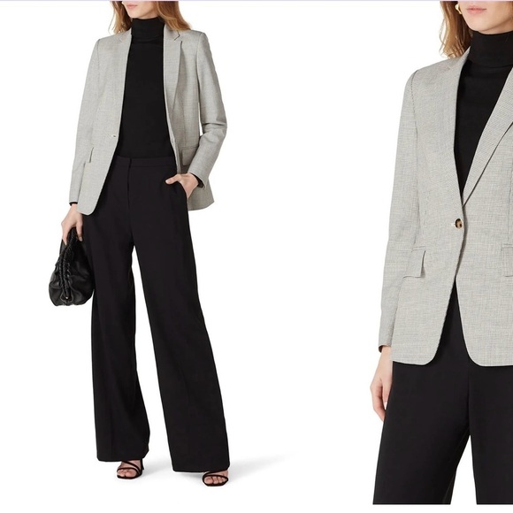 CLUB MONACO Borrem Single Button Blazer Wool Blend White Grey Size 10 - Picture 1 of 16